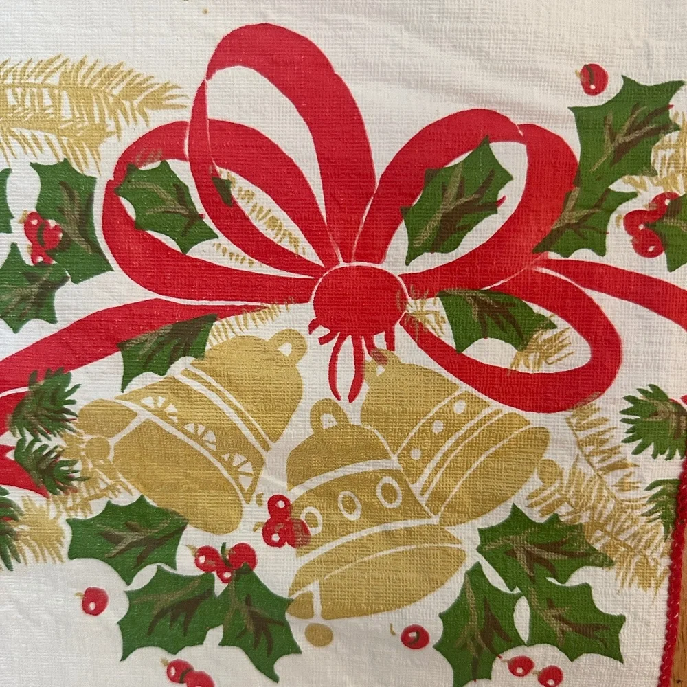Vintage Festive Holiday Plastic Tablecloth Winter Design